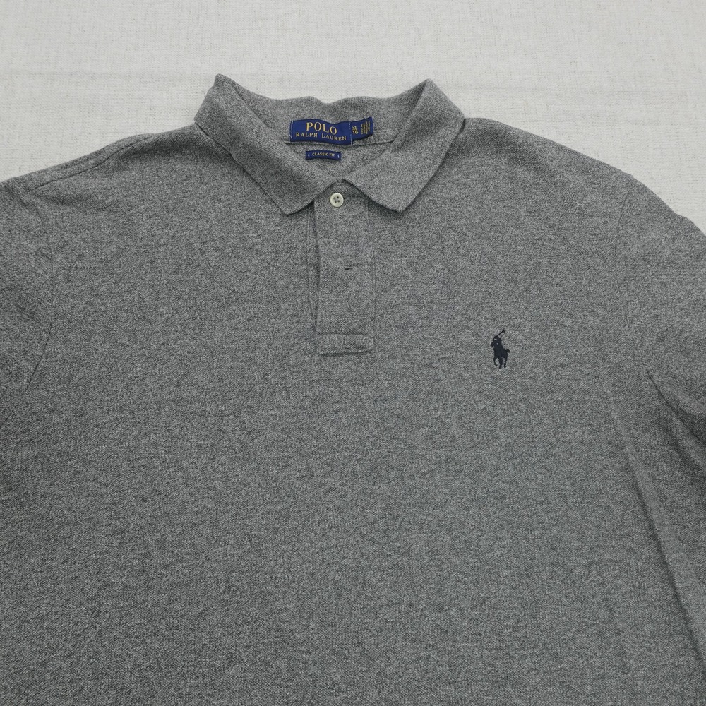 Polo Ralph Lauren Polo Shirt Mens XL Gray Classic Fit Big Pony Embroidered Golf - Picture 4 of 11